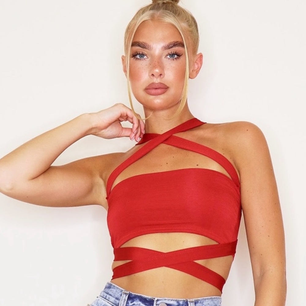 Pretty Little Thing Slinky Wrap Around Bandeau Top